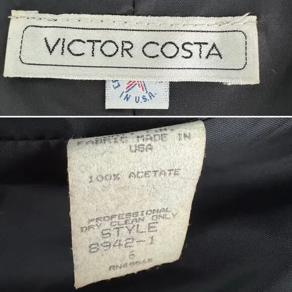 Victor Costa vintage 80s floral drop bow waist strapless party dress size 2 XS - Picture 7 of 8